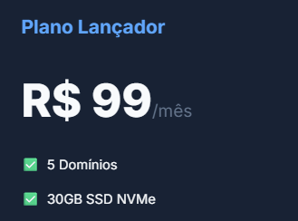 Detalhes de preço do Plano Lançador